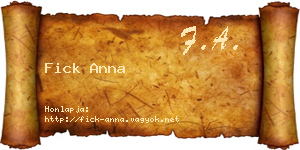 Fick Anna névjegykártya